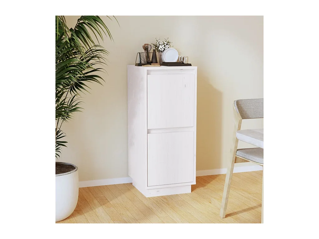 Buffet Blanc 31,5x34x75 cm Bois massif de pin