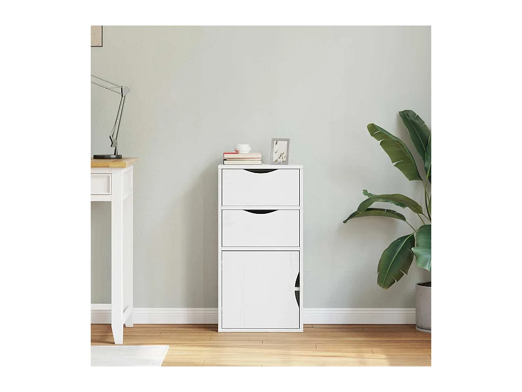 Armoire latérale tiroirs ODDA blanc 40x24x79 cm bois massif pin
