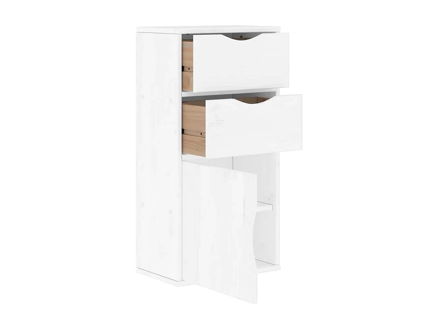 Armoire latérale tiroirs ODDA blanc 40x24x79 cm bois massif pin