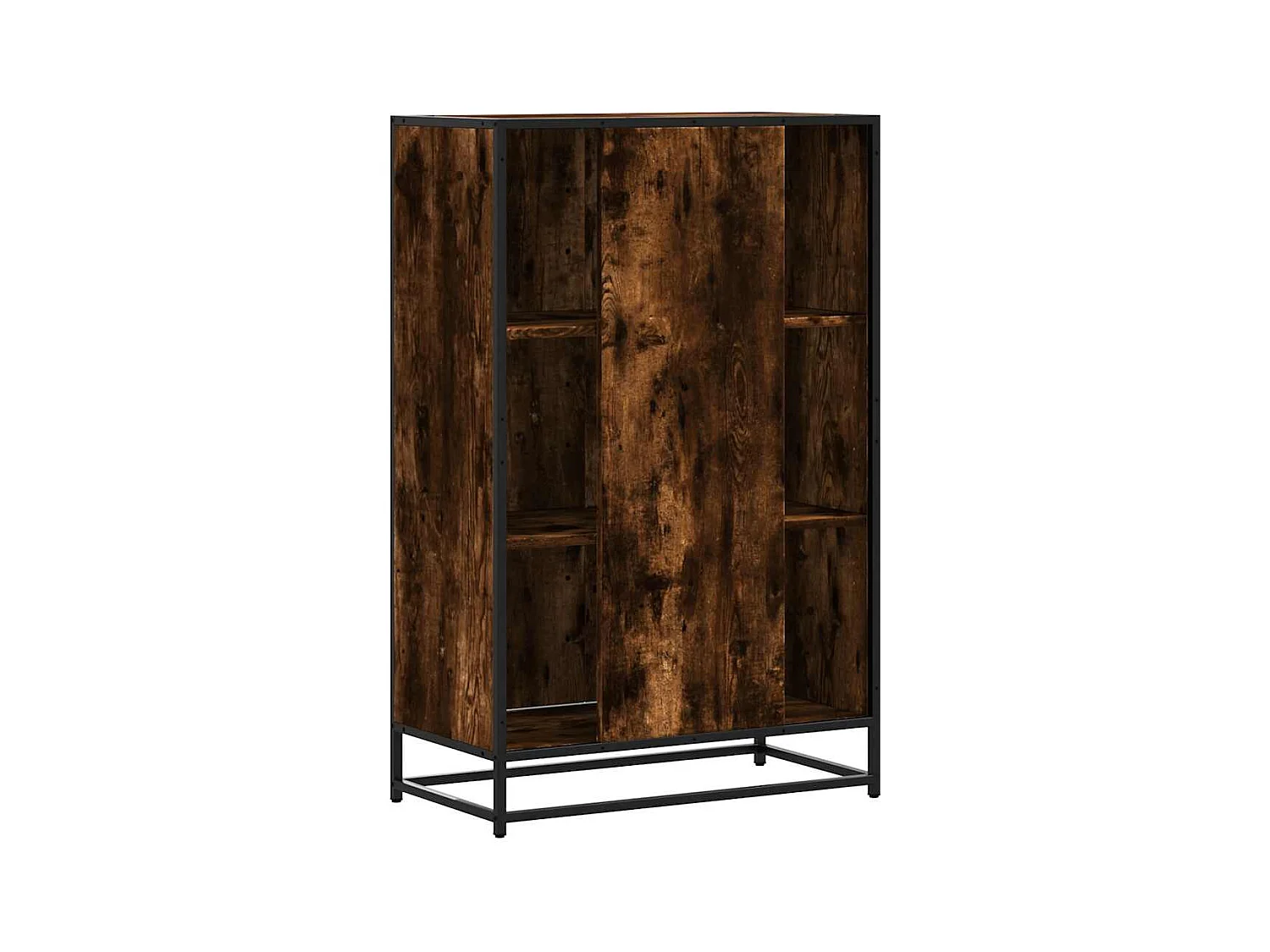 Buffet haut chêne fumé 68x35x106,5 cm bois d'ingénierie métal