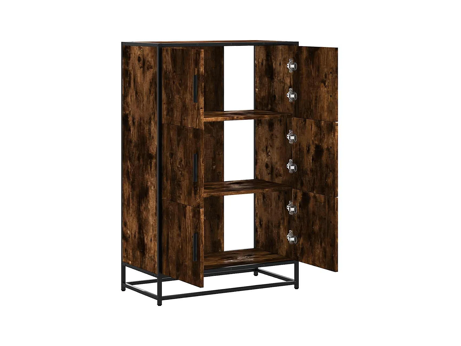 Buffet haut chêne fumé 68x35x106,5 cm bois d'ingénierie métal