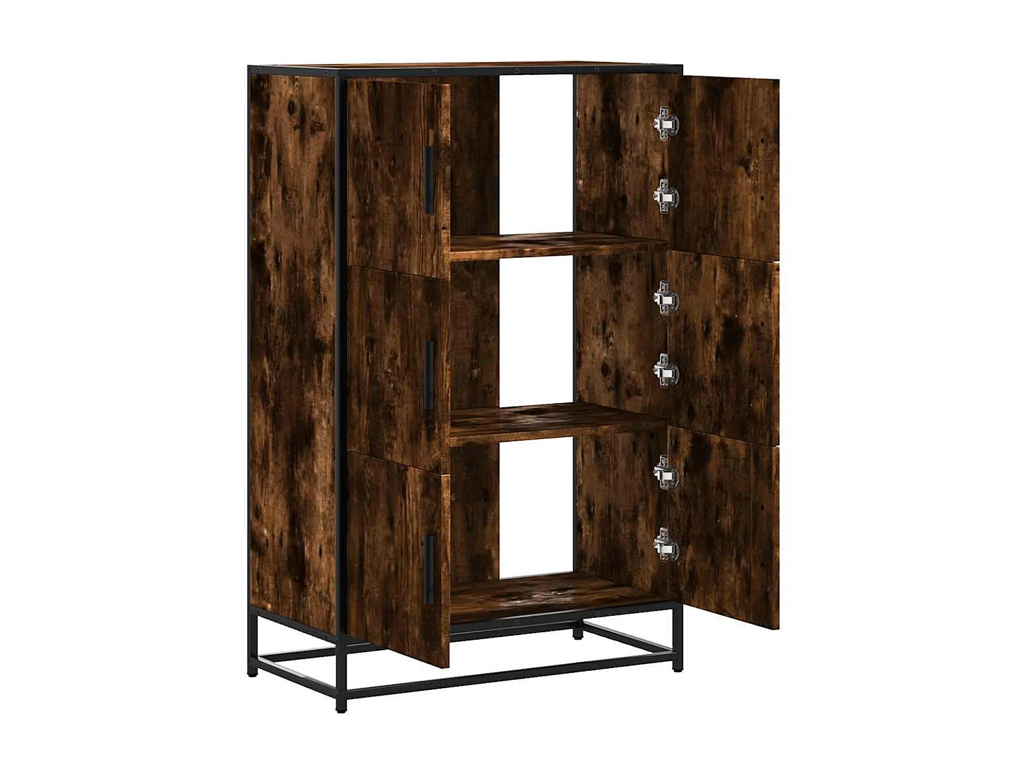 Buffet haut chêne fumé 68x35x106,5 cm bois d'ingénierie métal
