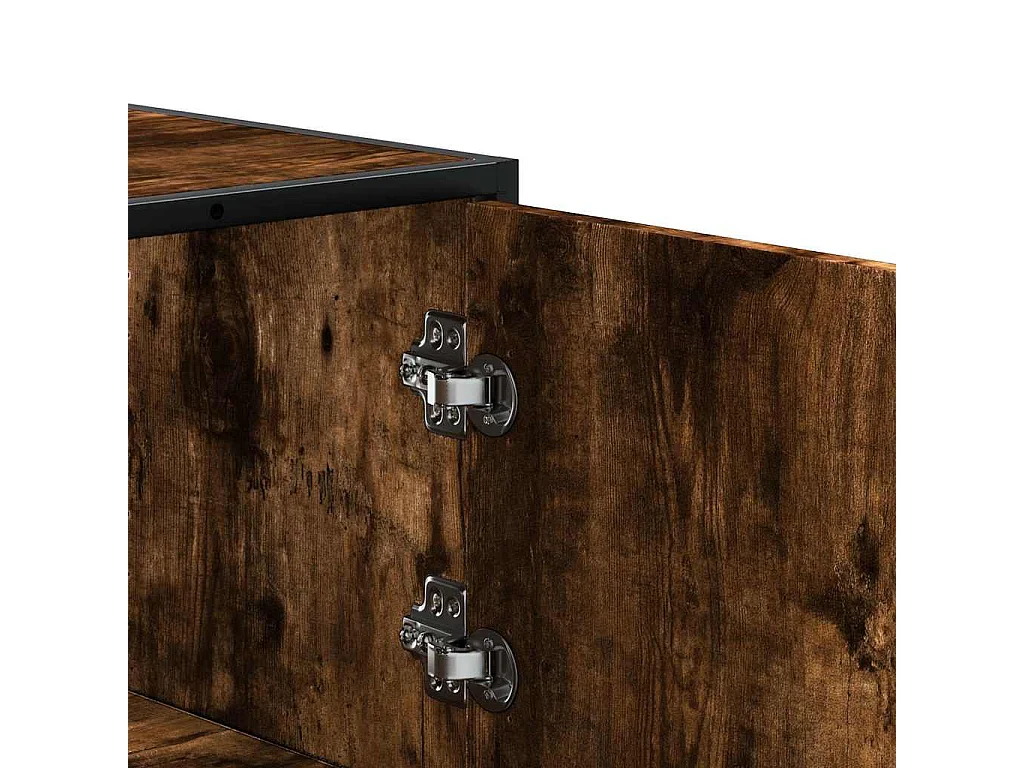 Buffet haut chêne fumé 68x35x106,5 cm bois d'ingénierie métal