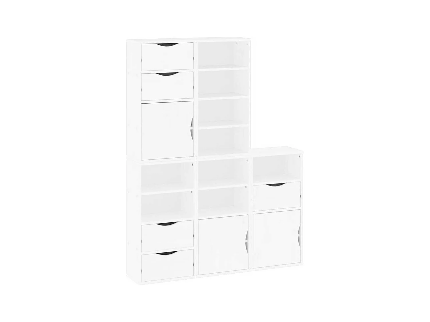 Armoires latérales 5 pcs ODDA blanc 40x24x79 cm bois massif pin