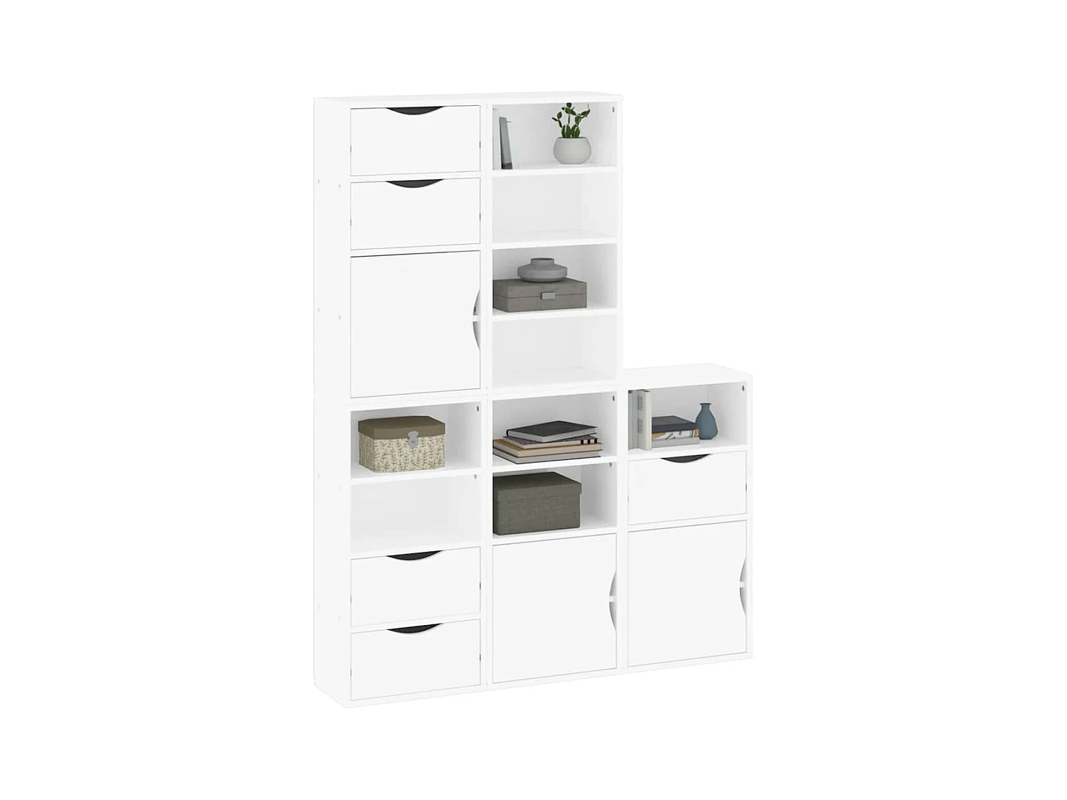 Armoires latérales 5 pcs ODDA blanc 40x24x79 cm bois massif pin