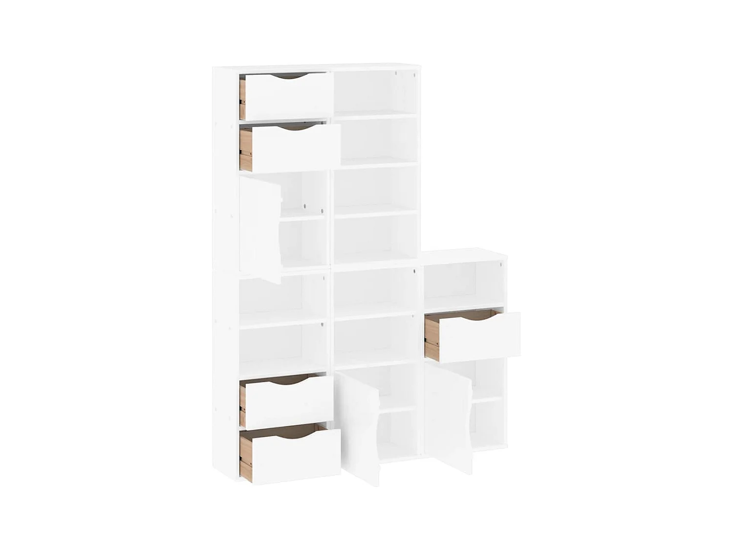 Armoires latérales 5 pcs ODDA blanc 40x24x79 cm bois massif pin