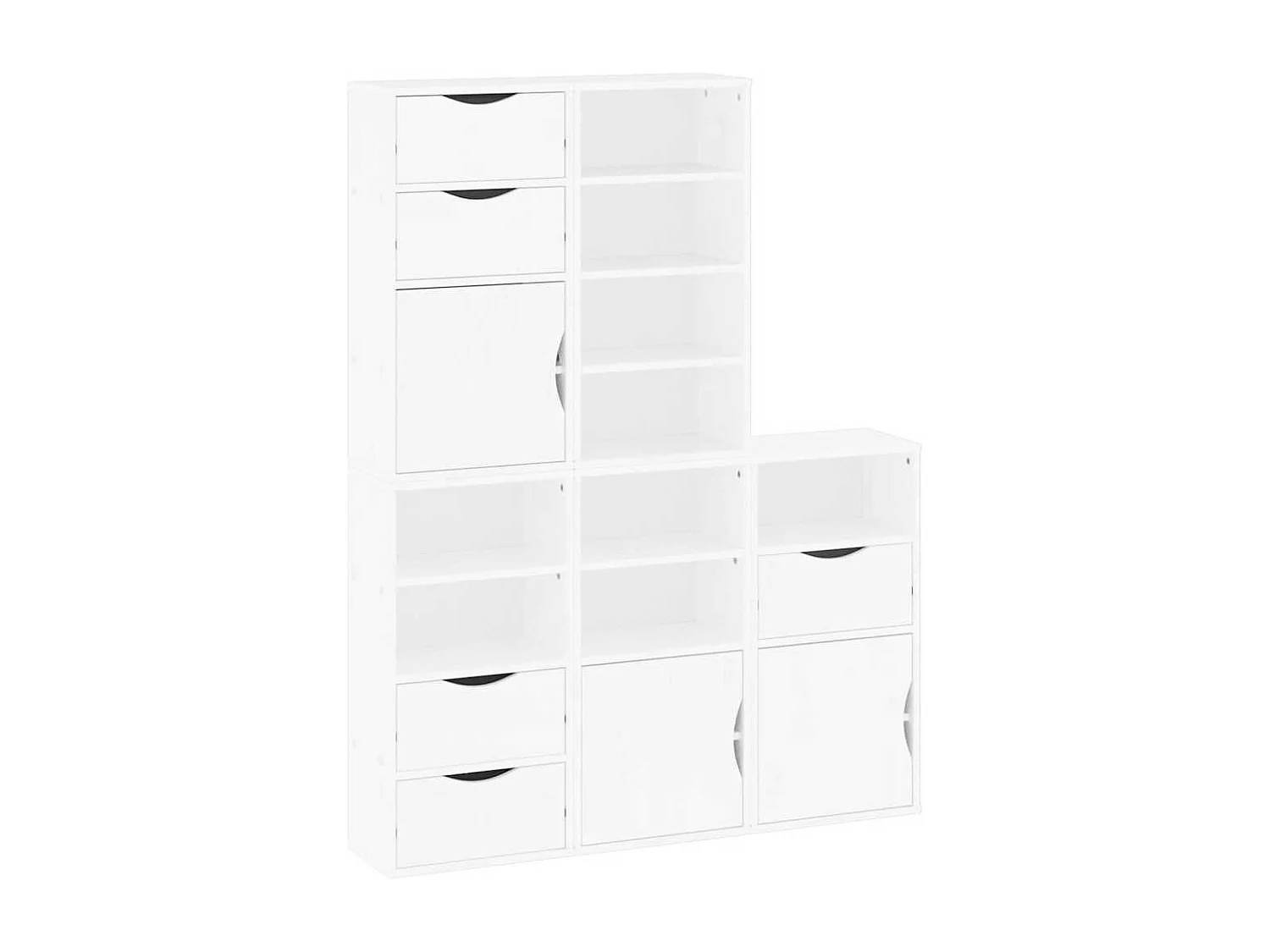 Armoires latérales 5 pcs ODDA blanc 40x24x79 cm bois massif pin