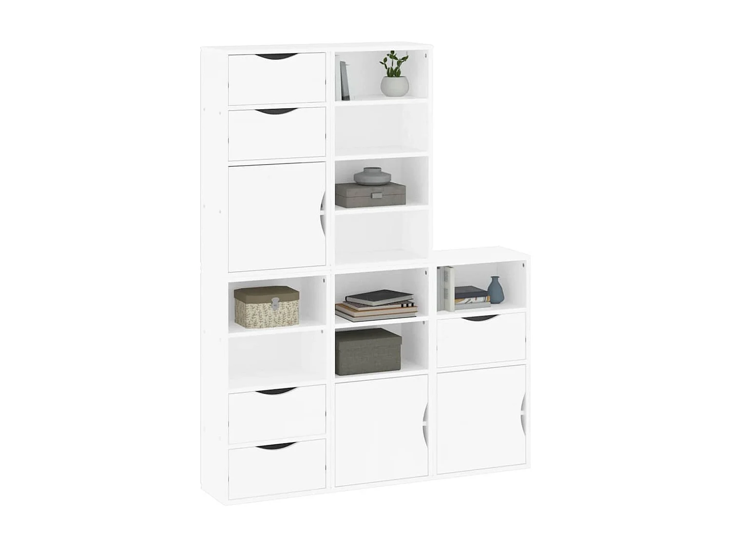 Armoires latérales 5 pcs ODDA blanc 40x24x79 cm bois massif pin