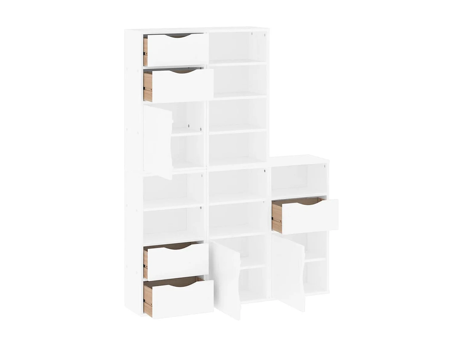 Armoires latérales 5 pcs ODDA blanc 40x24x79 cm bois massif pin