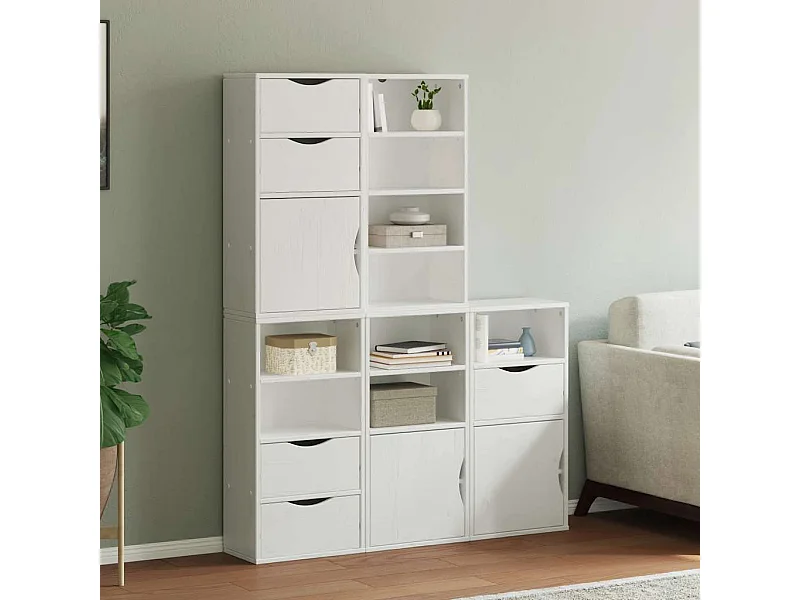 Armarios laterales 5 piezas ODDA blanco 40x24x79 cm madera maciza de pino