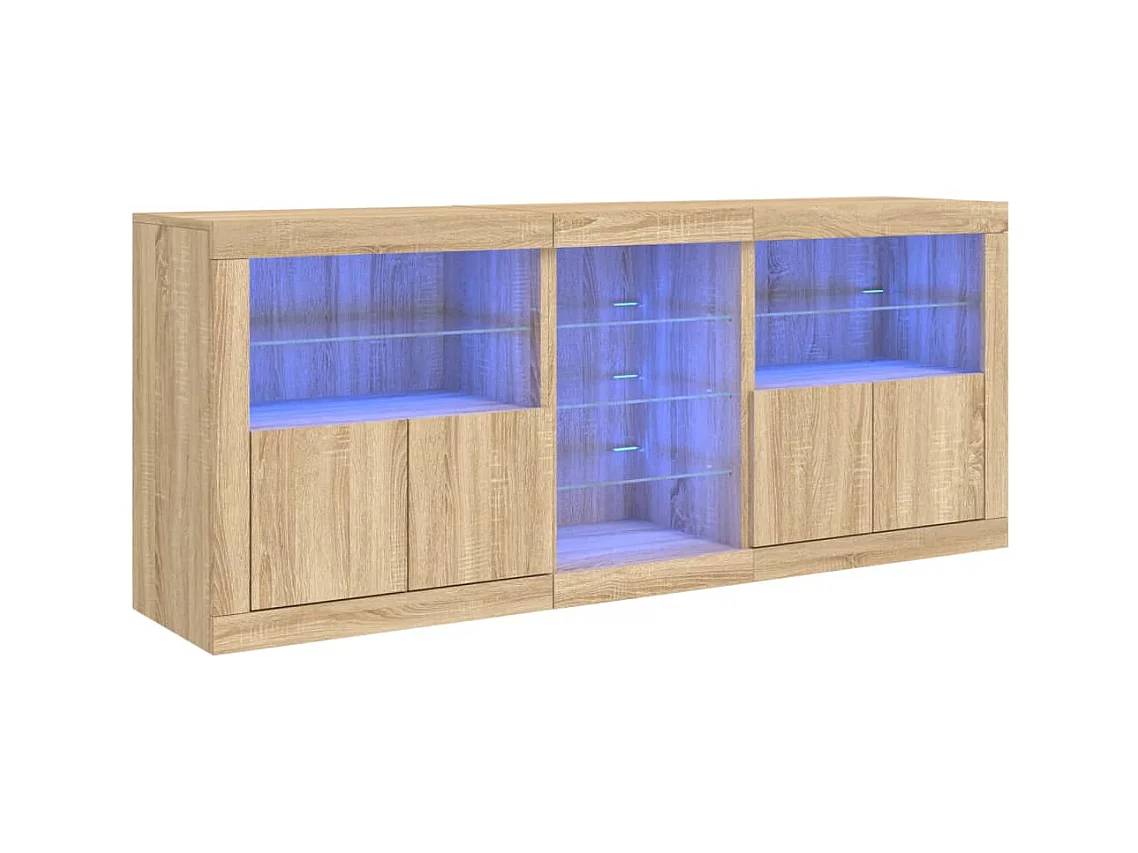 Buffet avec lumières LED chêne sonoma 181,5x37x67 cm