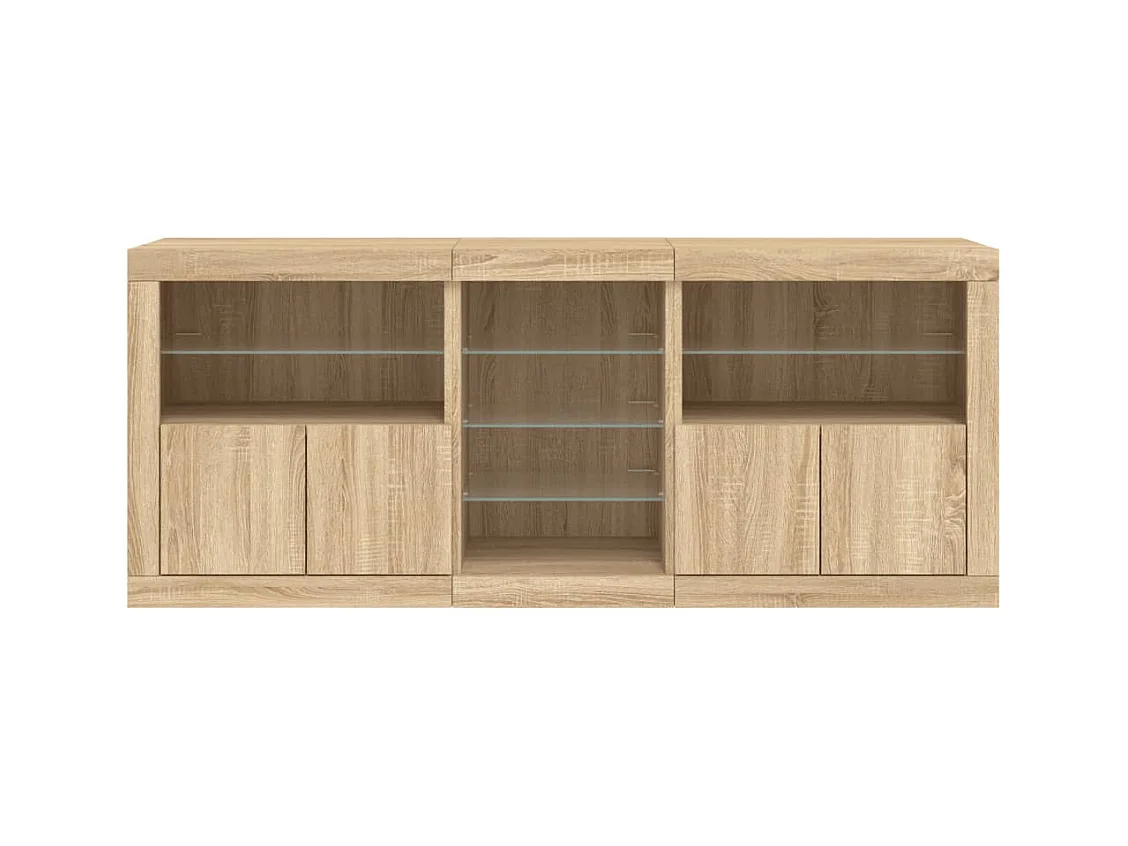 Buffet avec lumières LED chêne sonoma 181,5x37x67 cm