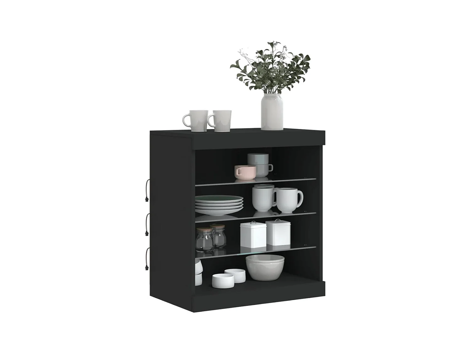 Buffet avec lumières LED noir 60,5x37x67 cm