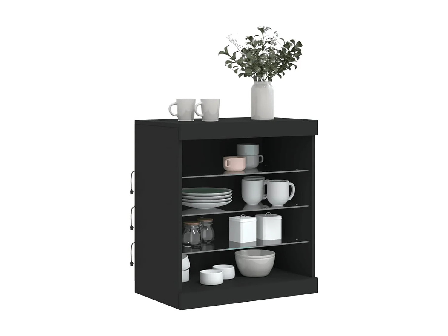 Buffet avec lumières LED noir 60,5x37x67 cm