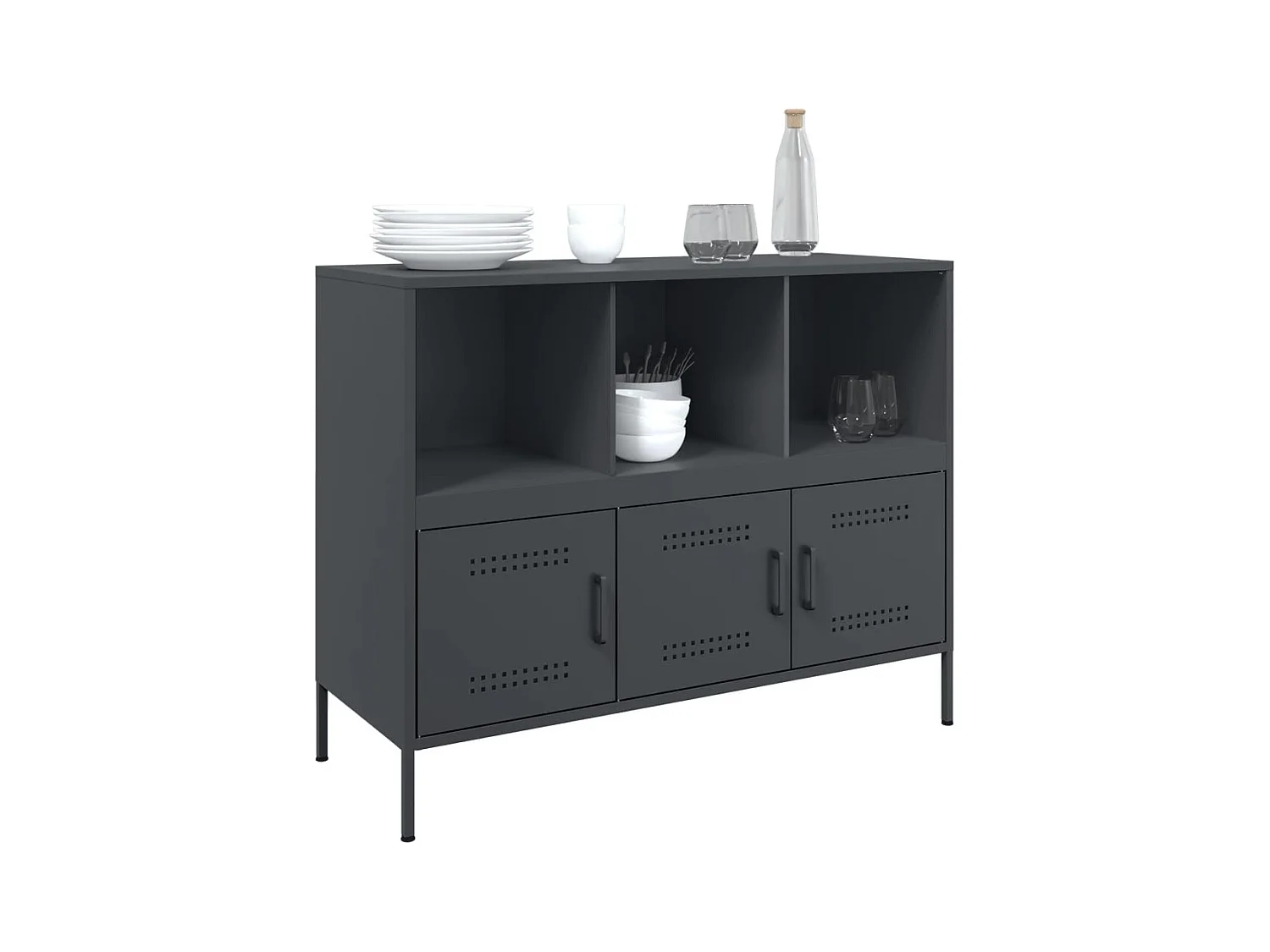 Buffet anthracite 100,5x39x79 cm acier