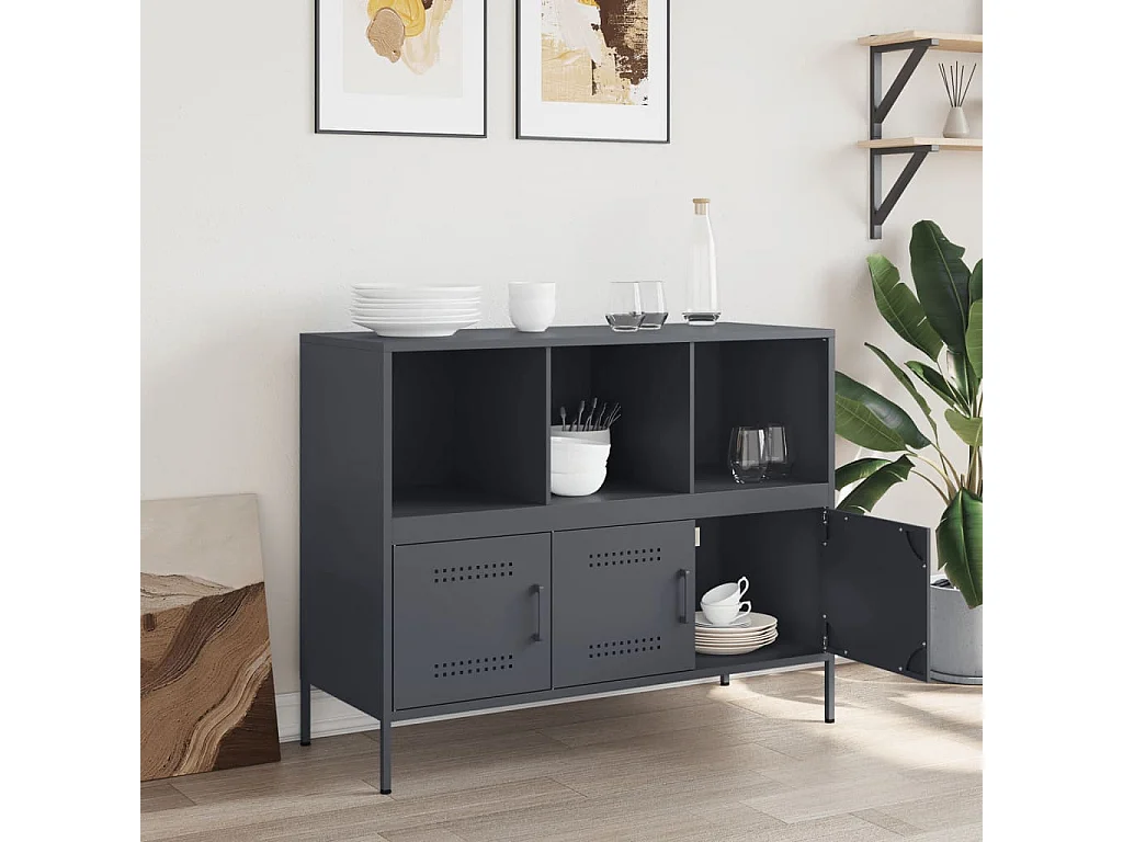 Buffet anthracite 100,5x39x79 cm acier