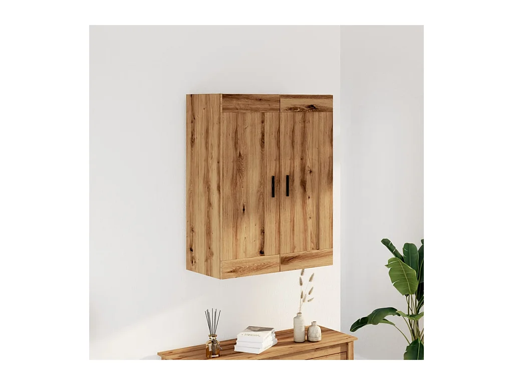 Mobiletto da parete in rovere fatto a mano 69,5x34x90 cm in legno ingegnerizzato