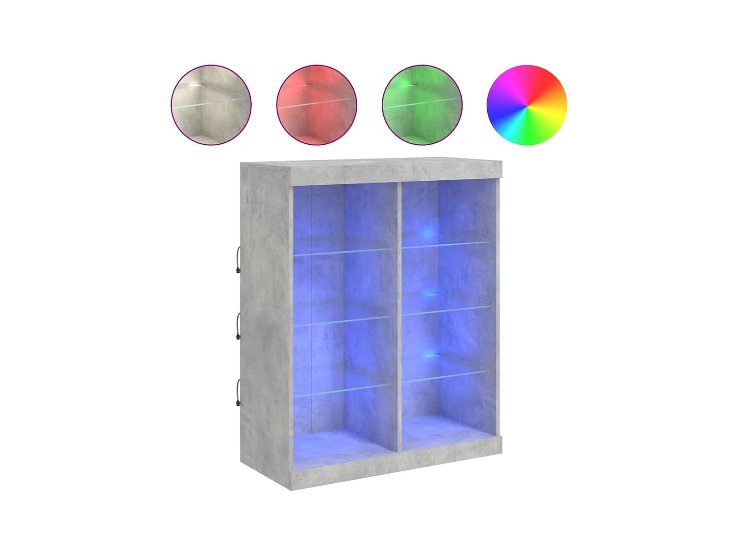 Buffet avec lumières LED gris béton 81x37x100 cm