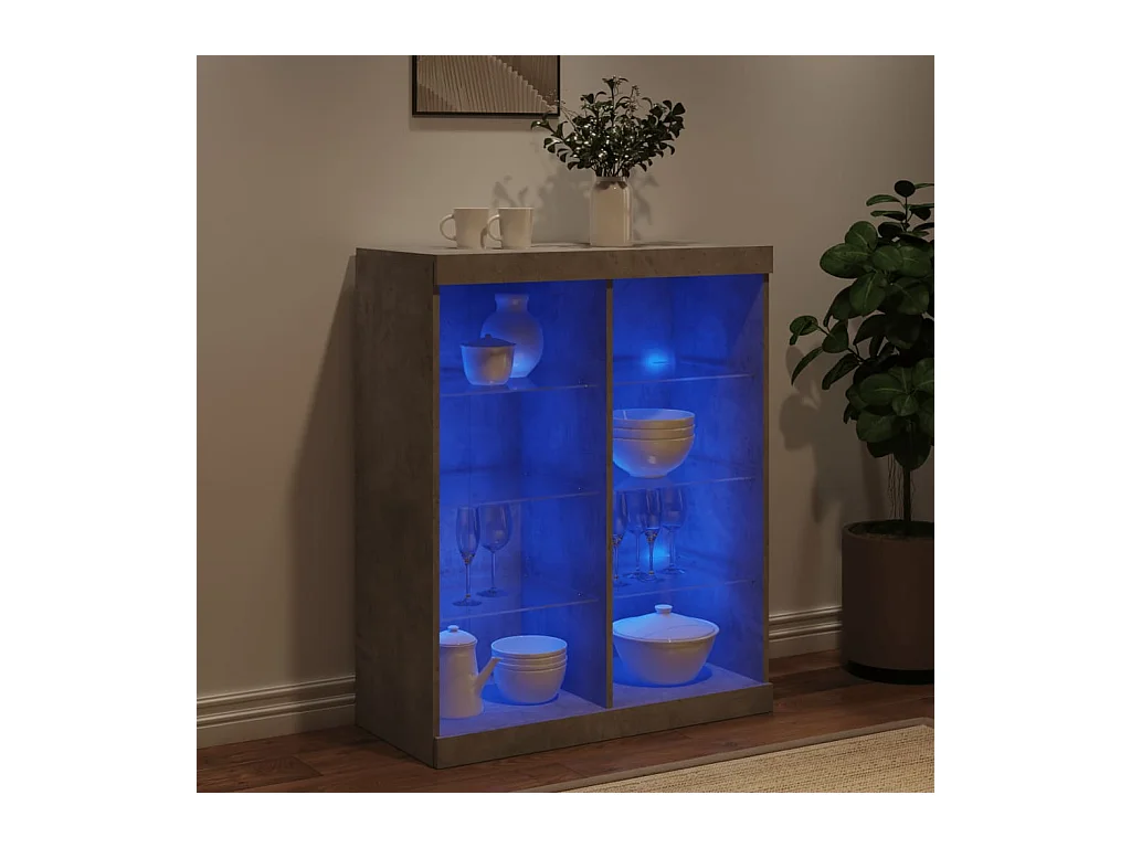 Buffet avec lumières LED gris béton 81x37x100 cm