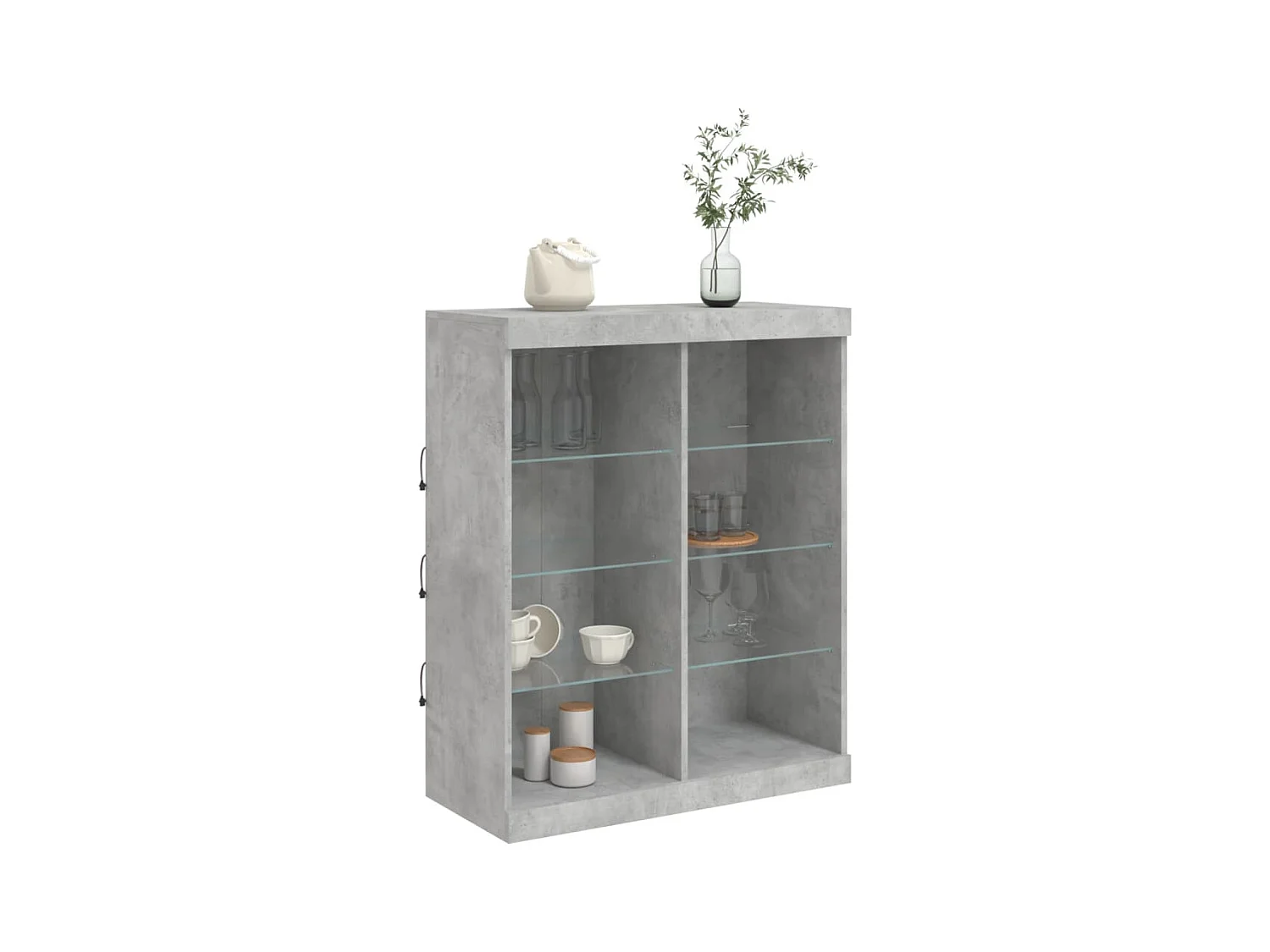 Buffet avec lumières LED gris béton 81x37x100 cm