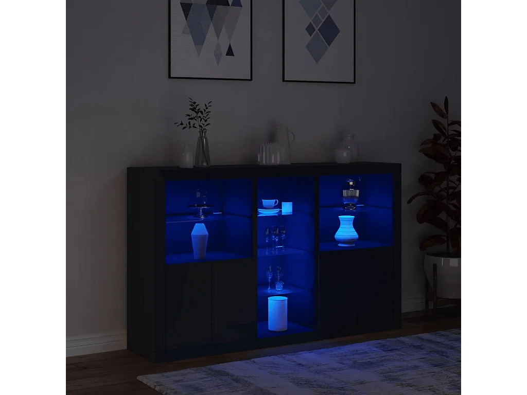 Dressoir met zwarte LED-verlichting 162x37x100 cm