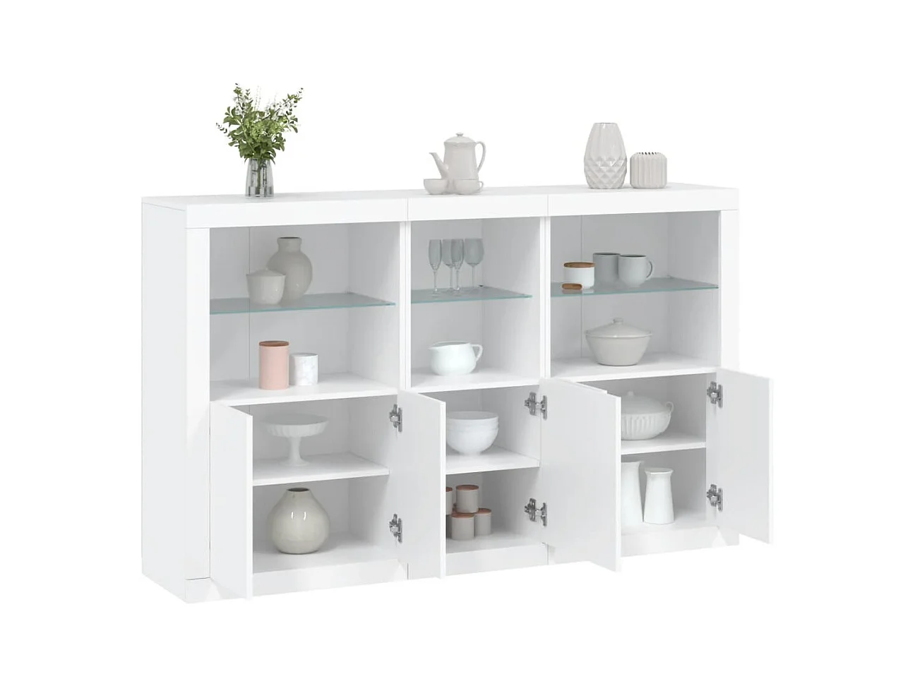 Buffet avec lumières LED blanc 162x37x100 cm