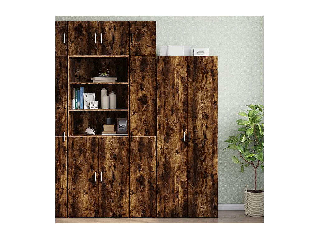 Armoire de rangement mince chêne fumé 30x42,5x225 cm