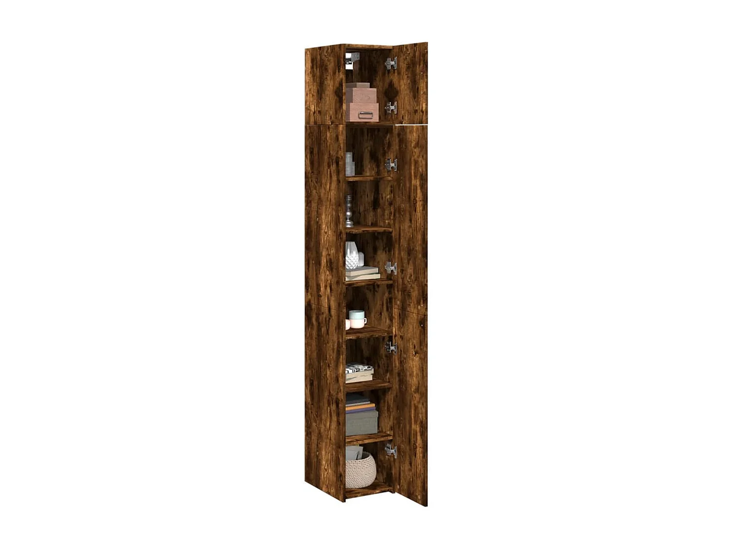 Armoire de rangement mince chêne fumé 30x42,5x225 cm