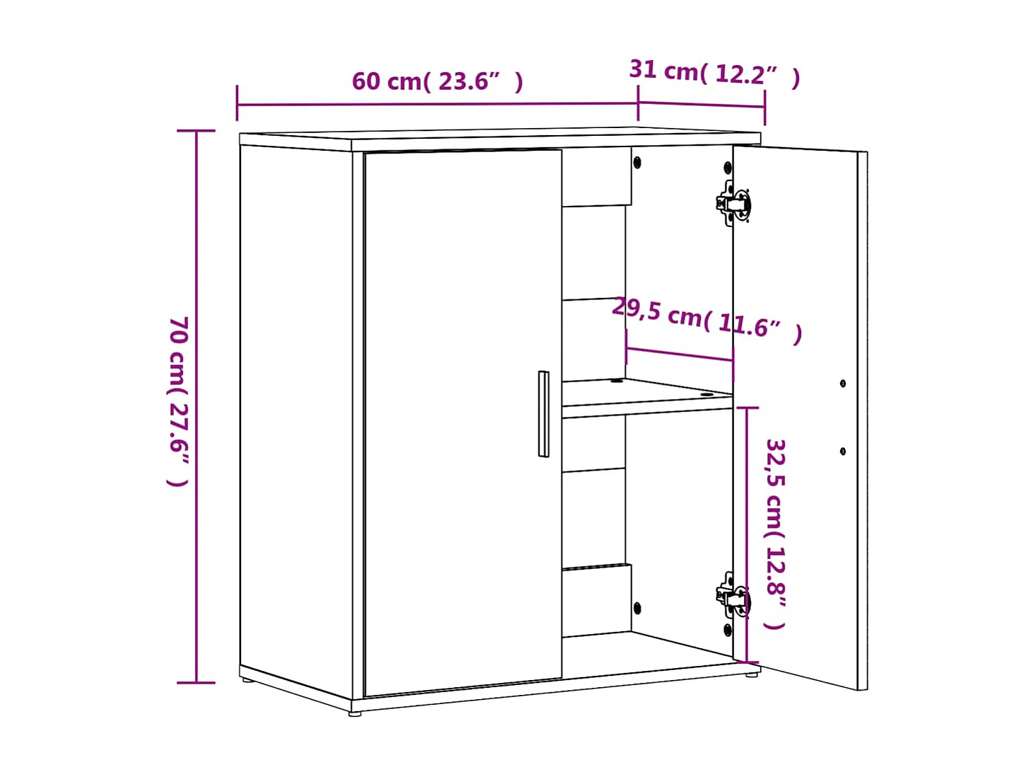 Credenze 2 pz rovere sonoma 60x31x70 cm in legno ingegnerizzato