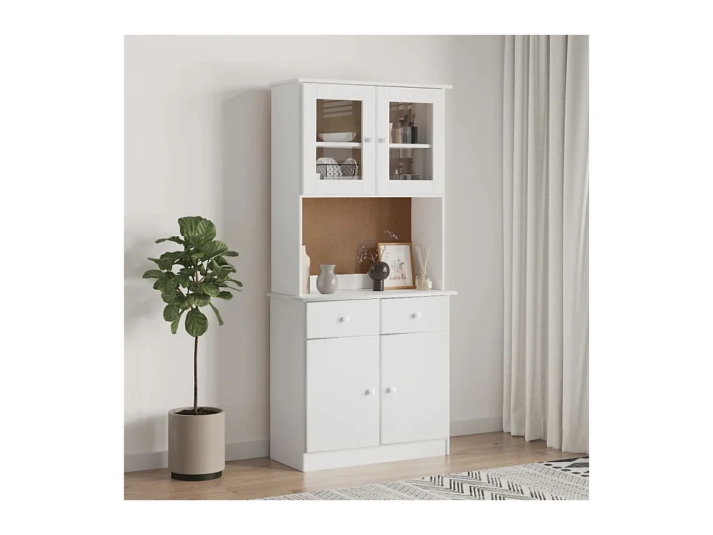 Buffet ALTA blanc 77x35x165 cm bois massif de pin