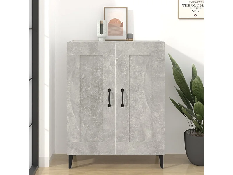 Betongraues Sideboard 69,5 x 34 x 90 cm Holzwerkstoff