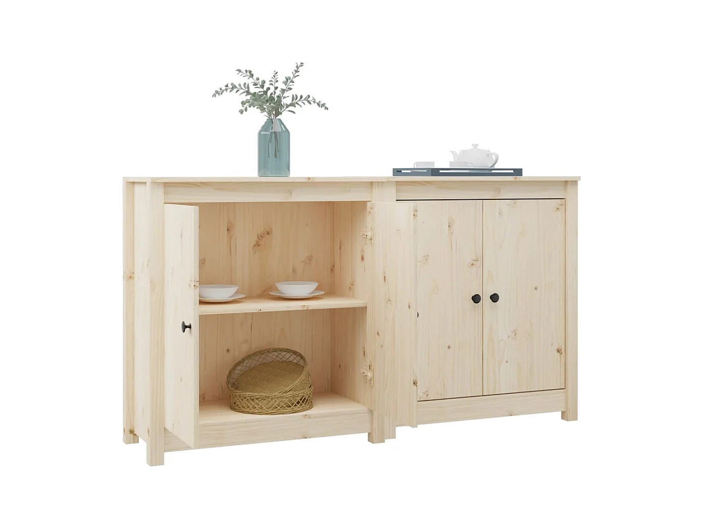 Buffets 2 pcs 70x35x80 cm bois massif de pin