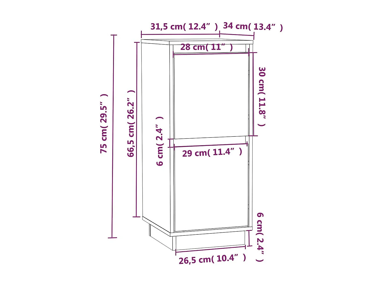 Buffets 2 pcs Noir 31,5x34x75 cm Bois massif de pin