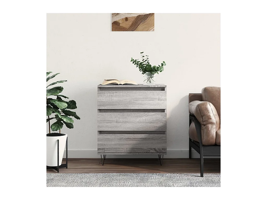Credenza Sonoma grigia 60x35x70 cm in legno ingegnerizzato
