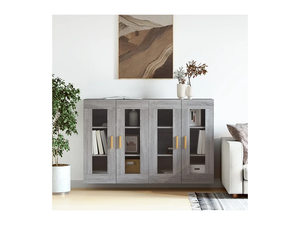 Armoires murales 2 pcs sonoma gris bois d'ingénierie