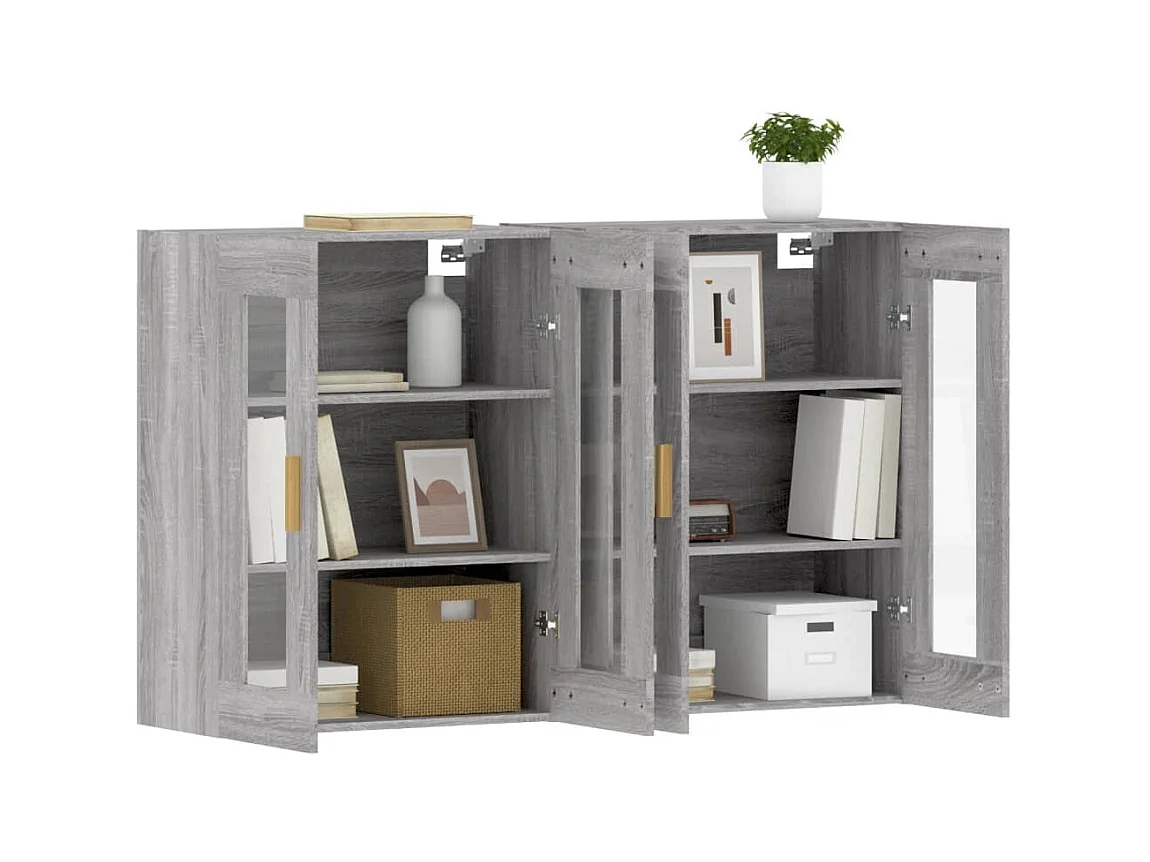 Armoires murales 2 pcs sonoma gris bois d'ingénierie