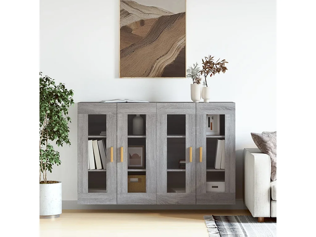 Armoires murales 2 pcs sonoma gris bois d'ingénierie