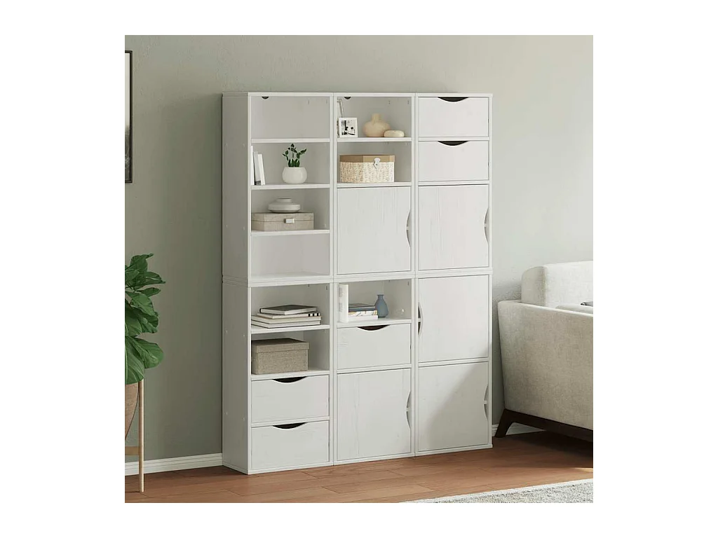 ODDA 6-delige zijkasten wit 40x24x79 cm massief grenenhout