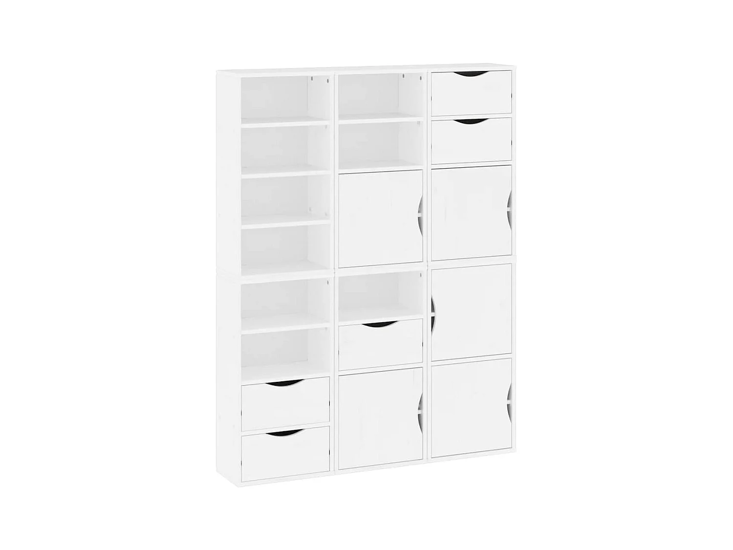 ODDA 6-delige zijkasten wit 40x24x79 cm massief grenenhout