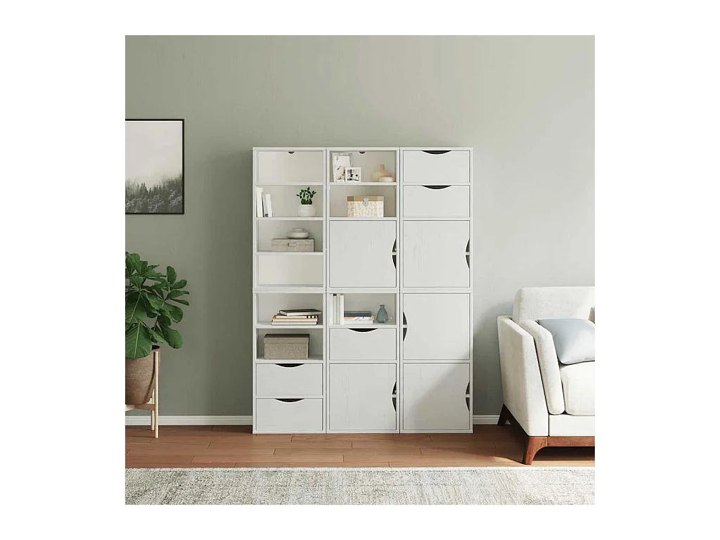 ODDA 6-delige zijkasten wit 40x24x79 cm massief grenenhout