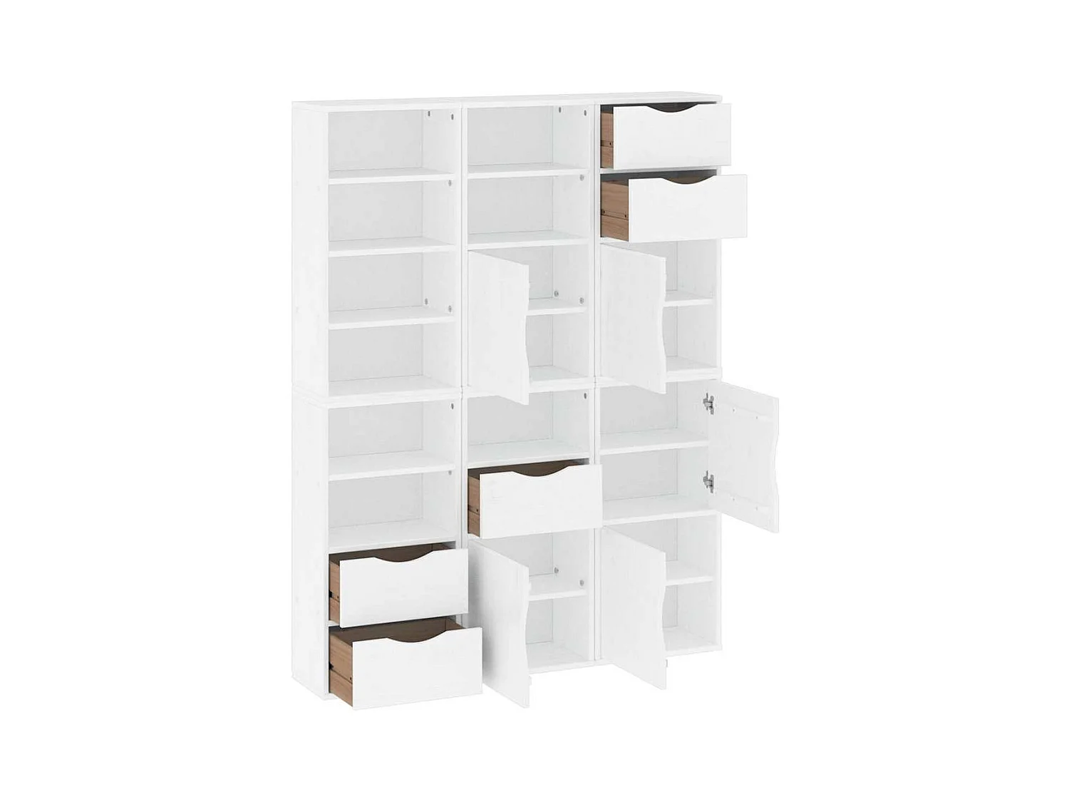 ODDA 6-delige zijkasten wit 40x24x79 cm massief grenenhout