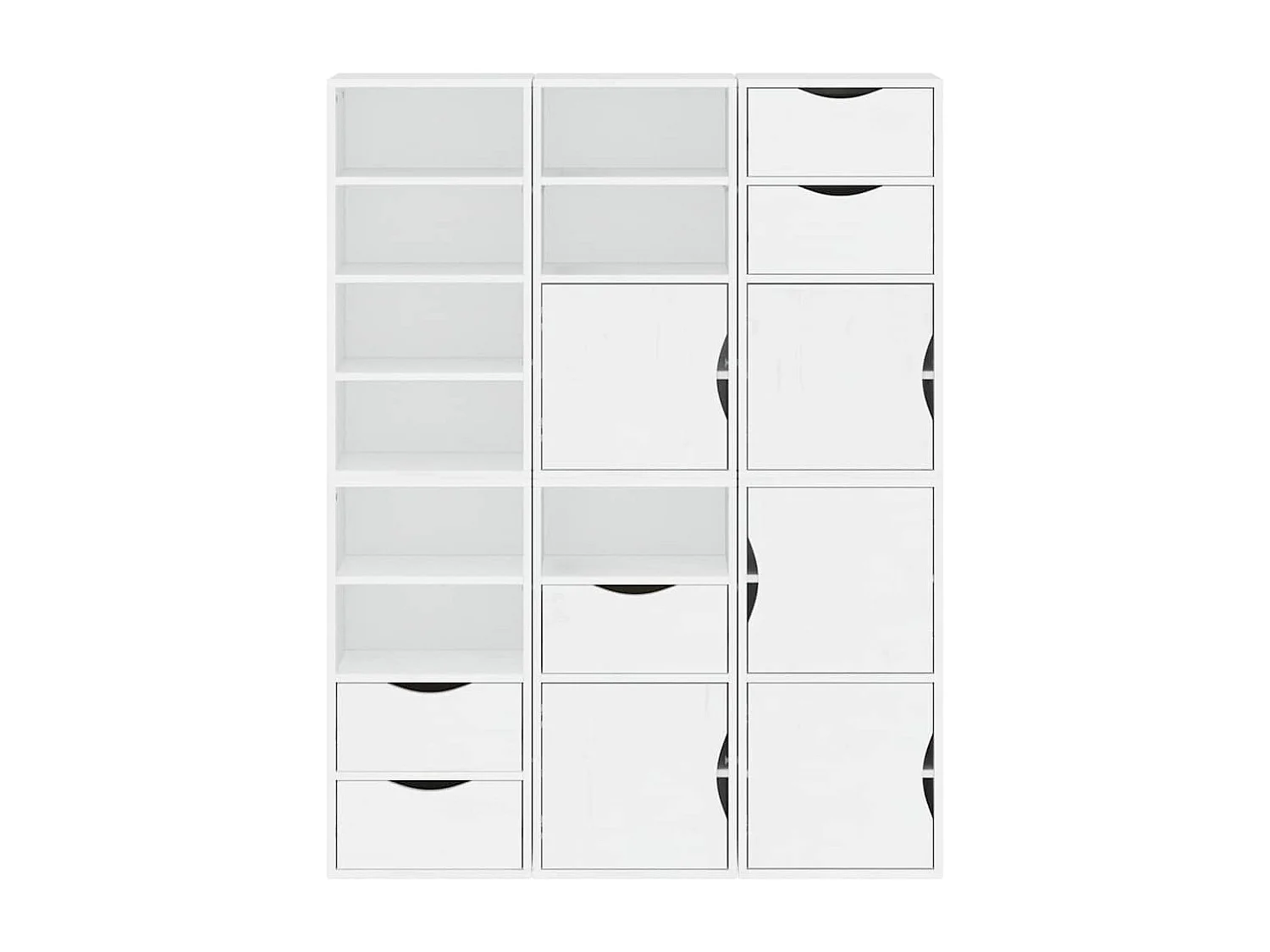 ODDA 6-delige zijkasten wit 40x24x79 cm massief grenenhout