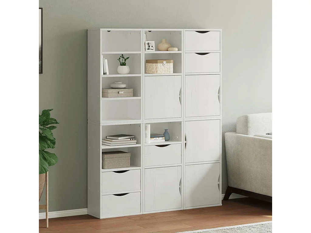 ODDA 6-delige zijkasten wit 40x24x79 cm massief grenenhout