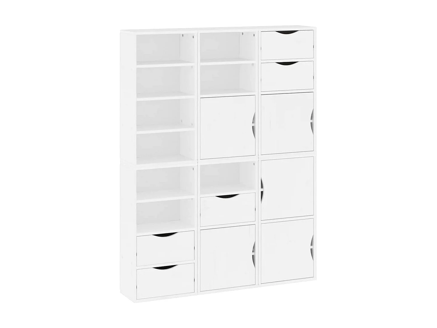 ODDA 6-delige zijkasten wit 40x24x79 cm massief grenenhout