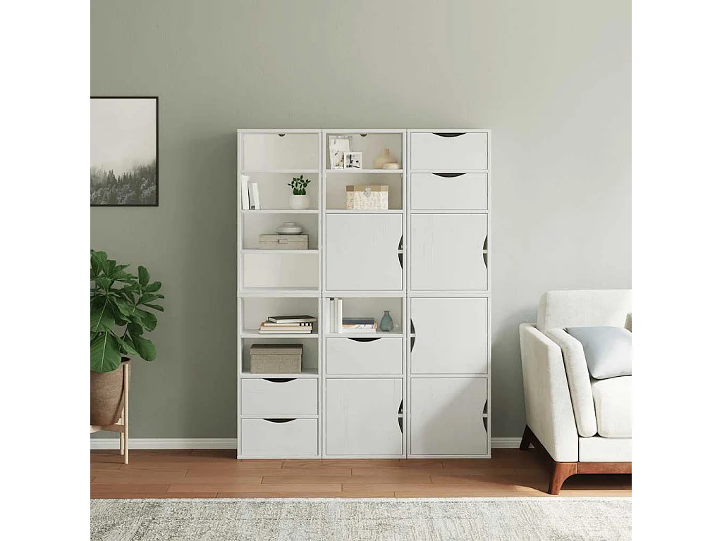 ODDA 6-delige zijkasten wit 40x24x79 cm massief grenenhout