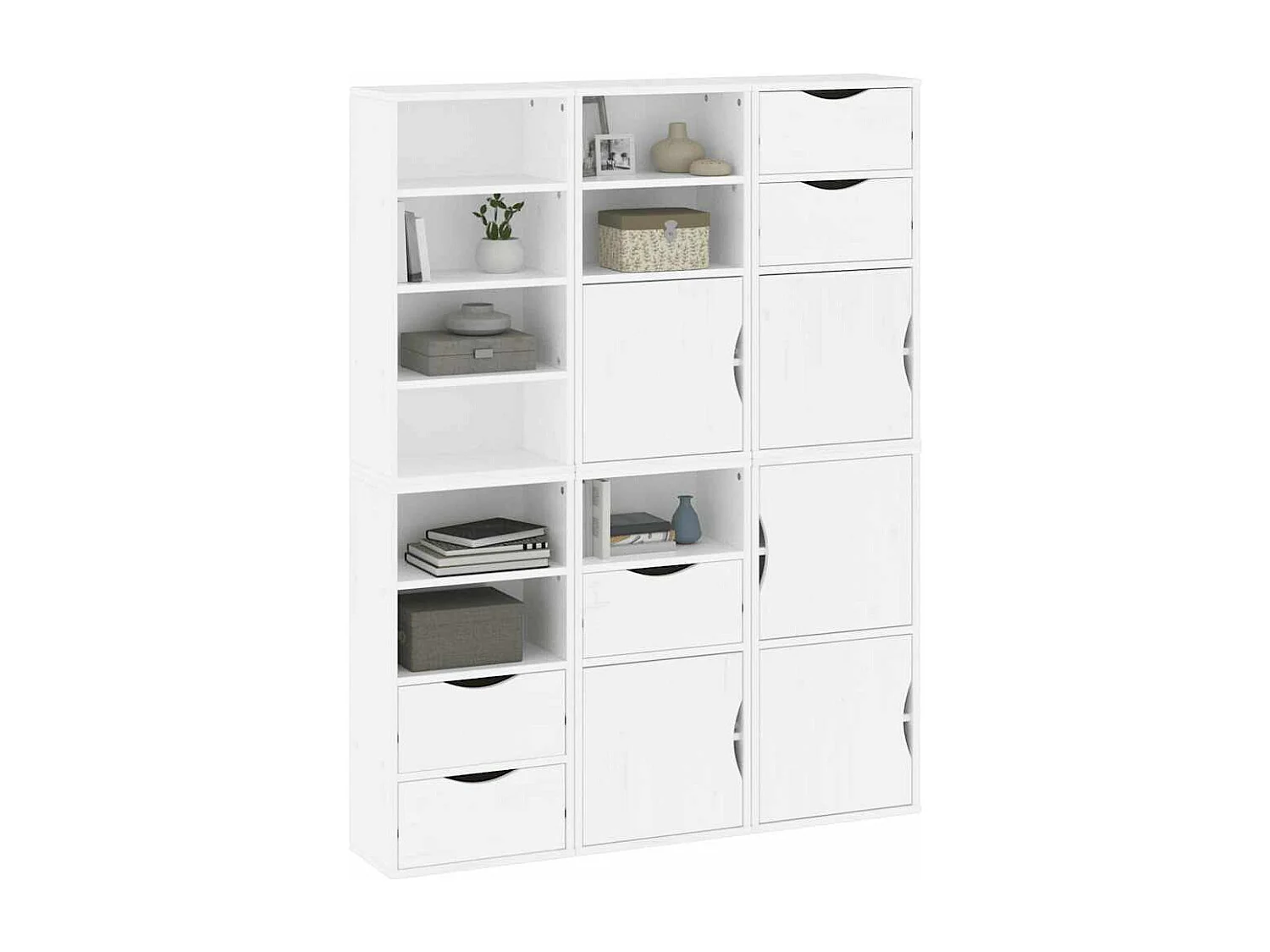 ODDA 6-delige zijkasten wit 40x24x79 cm massief grenenhout