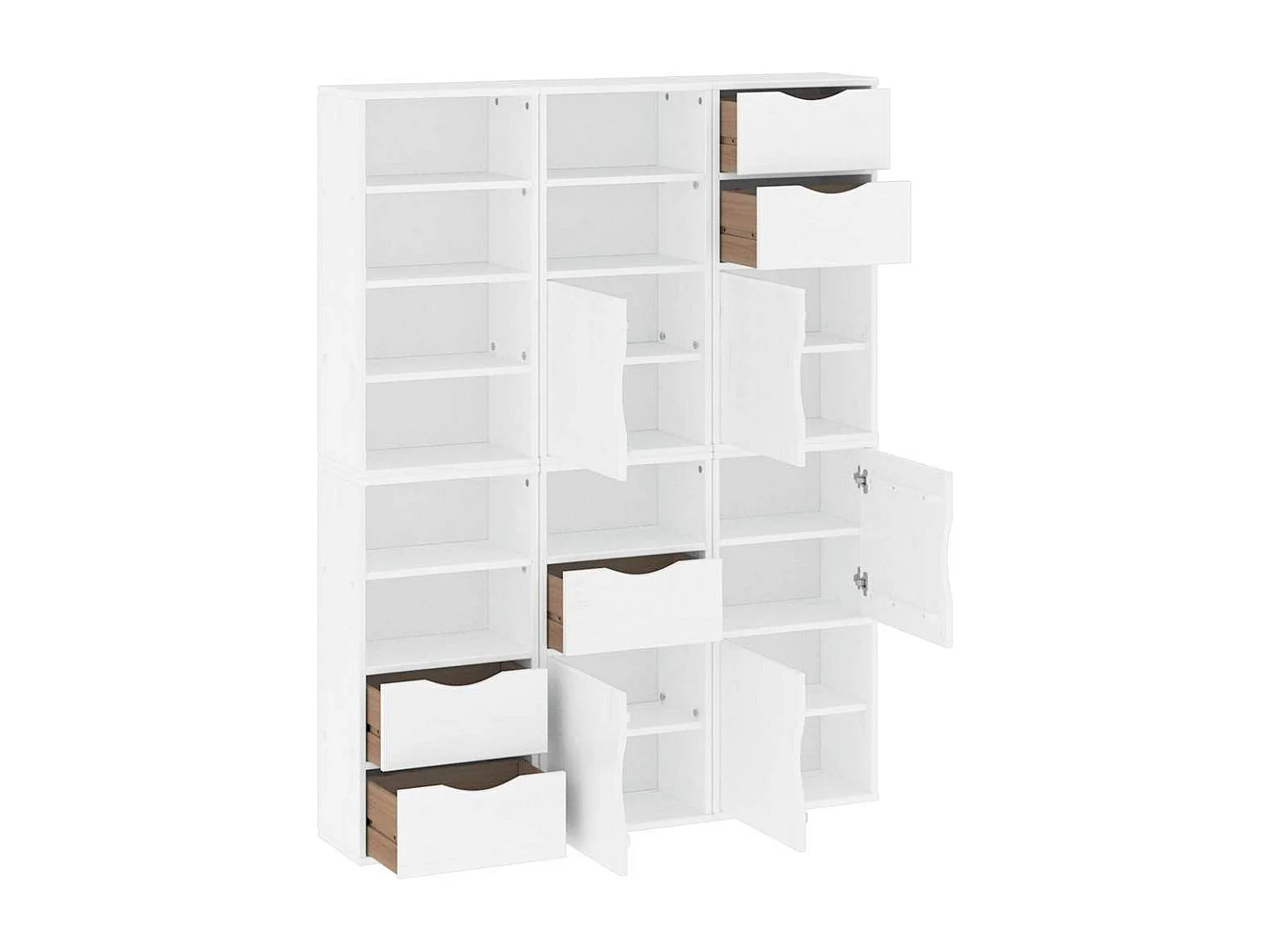 ODDA 6-delige zijkasten wit 40x24x79 cm massief grenenhout