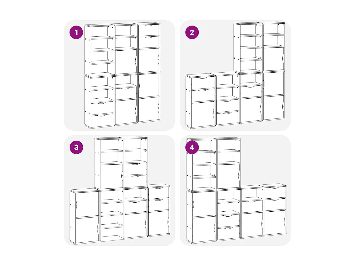 ODDA 6-delige zijkasten wit 40x24x79 cm massief grenenhout