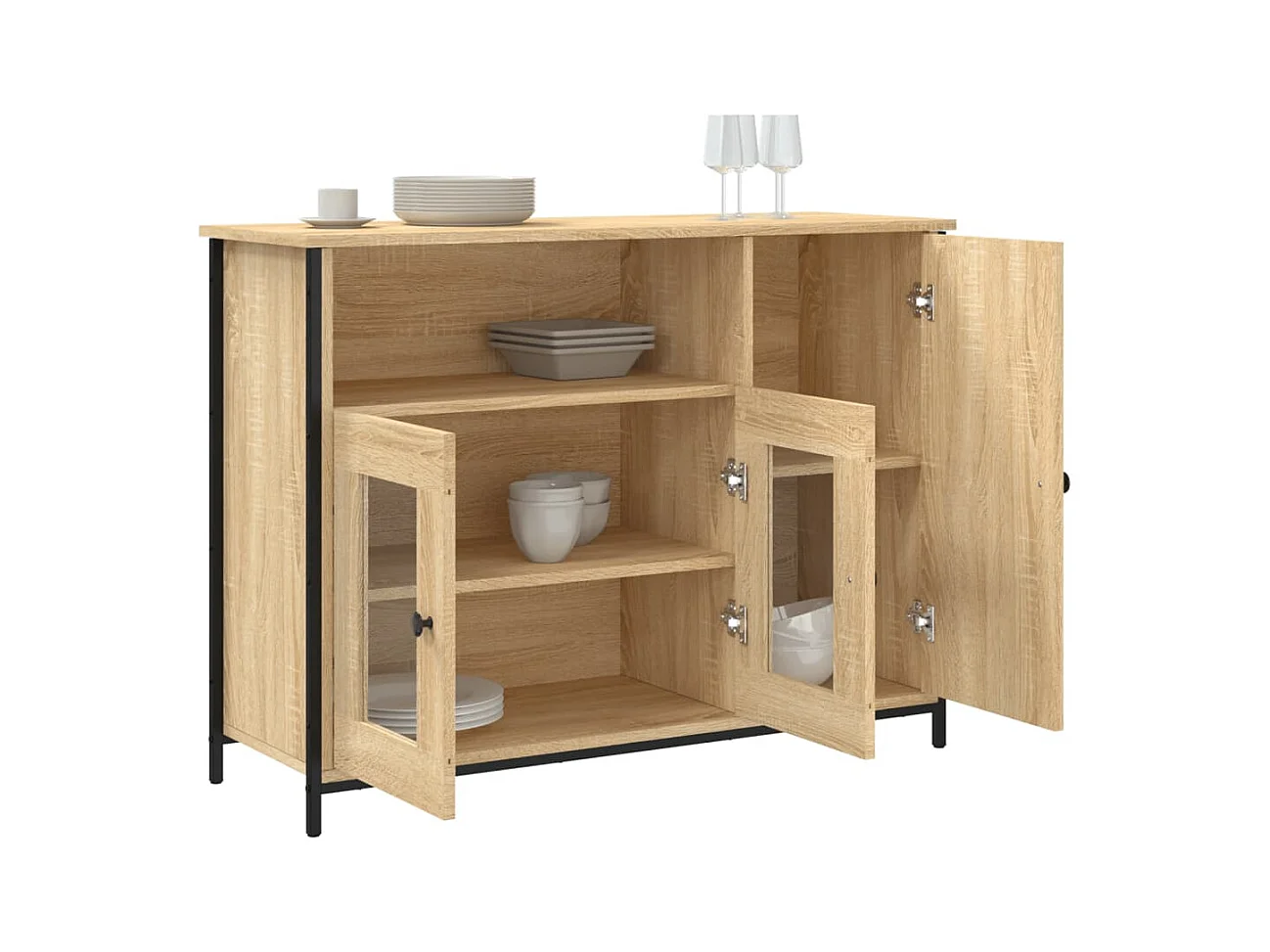 Sideboard aus Sonoma-Eiche 100x35x75 cm Holzwerkstoff