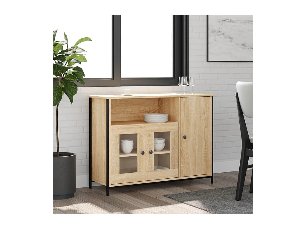 Buffet chêne sonoma 100x35x75 cm bois d'ingénierie